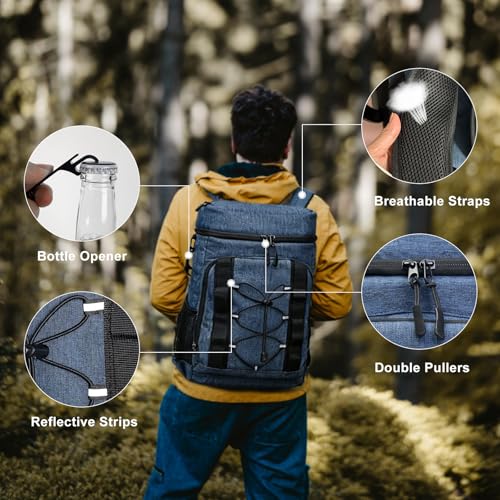 33 Cans Insulated Backpack Cooler - Leakproof Waterproof Lightweight Soft Coolers Bag for Camping Picnic Hiking Beach and Lunchbox Backpacks Bags-Leak Proof Ice Chest Back Pack - color: Blue