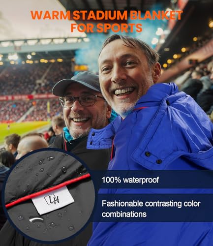 Outdoor Puffy Camping Blanket, Lightweight Down Alternative Puffy Waterproof Stadium Blanket with Portable Bag, Lightweight Camping Blanket for 2 People, Cold Weather, Sports, Travel, Car, 79*54 inch - color: Black