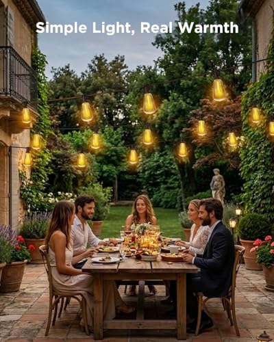 VOLIVO 100FT Outdoor String Lights for Patio, Waterproof Hanging Lights with 35+1 Shatterproof ST38 Edison Bulbs, Dimmable & Connectable Outside String Light for Backyard, Deck, Porch, Balcony - size: 100FT(35 Bulbs)