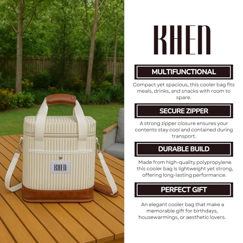 Khen 2 Bottle Wine Bag Carrier Tote - Leakproof & Insulated Padded, Leather Versatile Cooler Bag - Travel, Picnic, BYOB Restaurant, Party, Dinner, Gifts for Lovers, Portable Case, Gift for Men Women