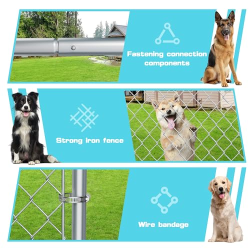 10ft×10ft Outdoor Large Dogs Kennels Enclosure - Outside Dog Cage with Waterproof roof Cover, Galvanized Steel Dogs House Fence Playpen with Lockable Door for Patio Backyard Farm Gardens - size: 118"D×118"W×83"H