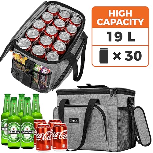 OPUX Soft Cooler Bag, Insulated Collapsible Lunch Cooler Tote for Men Work Camping Beach Travel, Portable Soft Sided Leakproof Waterproof Large Lunch Bag Box with Shoulder Strap 30 Cans, Heather Gray - color: Heather Gray, size: 30 Cans