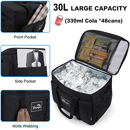 Cooler Bag 48-Can Insulated Leakproof Soft Cooler Large Collapsible Portable Travel Cooler Bags 32L for Picnic, Waterproof Soft Ice Chest for Camping, Beach, Fishing, Outdoor - 32 Quart - color: Black
