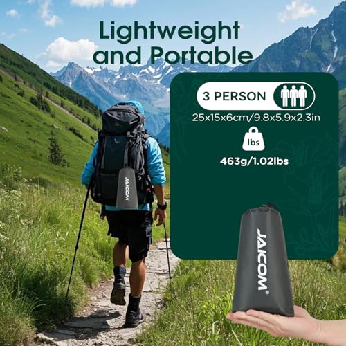 JAICOM Tent Footprint - Waterproof Camping Tarp, 1-6 Person Tent Floor Saver, PU 3000mm Small Tarp for Hiking, Backpacking, Hammock, Beach, Picnic and Other Outdoor Activities - color: 86" x 74" - 3 Person