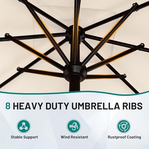 AreShark 8 X 10 FT Large Rectangular Patio Umbrella with Valance, Outdoor Table Market Umbrella w/Crank & 8 Ribs, Rectangle Outdoor Umbrellas for Garden, Deck, Yard and Poolside, Cream White - color: Cream White, size: 8x10 FT