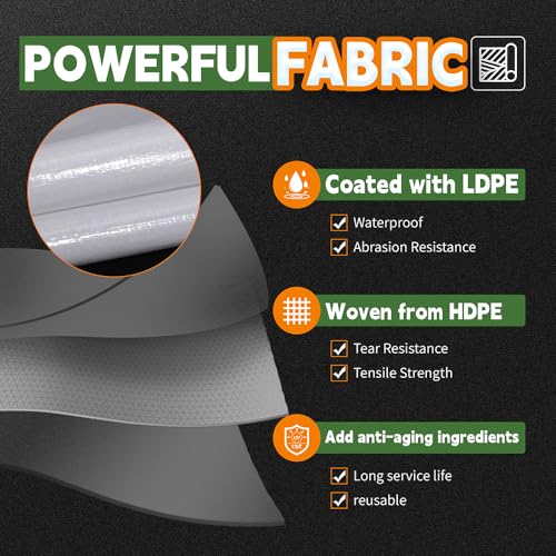 12 Mil Heavy Duty White Tarps 5' X 7', Extra Thick,Durable,Waterproof, UV Resistant, Weatherproof Poly Tarp,with Metal Grommets and Reinforced Edge (Finished Size)-by Raindeway - color: White, size: 5x7 Feet-Finished size