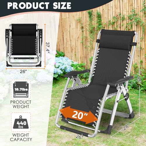 MOPHOTO Zero Gravity Chair, Outdoor Padded Lounge Chair with Side Table, Zero Gravity Recliner Chair, Outdoor Reclining Chair, Sturdy & Comfortable, Supports up to 440lbs - color: Chateau Green, style: Zero Gravity Chair