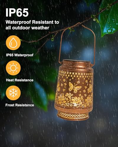 Butterfly Gifts for Women Butterfly Solar Lantern Mothers Day Gifts Birthday Gifts for Women Mom Grandma Sister Friend Garden Decor Metal Solar Lights Outside Decorative for Yard Patio Pathway Porch - style: Butterfly with Flower