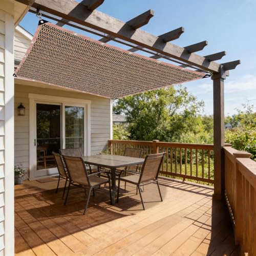 90% Sun Shade Cloth with Grommets, 6.5 x 10 FT Pergola Replacement Shade Cover Canopy Privacy Screen for Outdoor Patio Garden, Mocha - color: Mocha, size: 6.5 x 10 FT