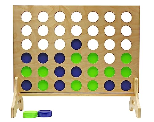Tailgating Pros Premium Giant Four in a Row with Carrying Case - Jumbo Oversized Outdoor Yard Game - Connect Multiple Pucks in a Row to Win - Many Puck Colors Available! - color: Blue / Lime