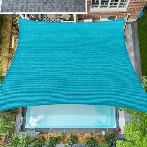 12'x16' Sun Shade Sail Rectangle Outdoor UV Block Square Canopy Sunshade Cover for Backyard Porch Pergola Deck Garden Patio, Turquoise - color: Turquoise, size: 12'x16' Standard