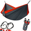 Legit 2 Person Camping Hammock - Double Tree Hammock - Portable & Heavy Duty - Perfect for Outdoor & Travel - color: Red/Grey