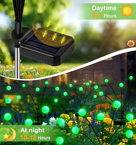 NBQQ Solar Garden Lights Outdoor, Waterproof Solar Powered Lights for Yard Pathway Patio, Swaying Lawn Decor as Gardening Gifts for Women Holiday(Green,4 Pack) - color: Green, size: 4 pack