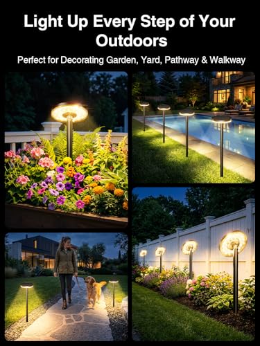 KOOPER 3X Larger & Taller Solar Pathway Lights Outdoor, 6 Pack Metal Solar Powered Garden Lights Waterproof, 2 Lighting Modes Adjustable Solar Landscape Path Lights for Outside Yard Walkway Driveway