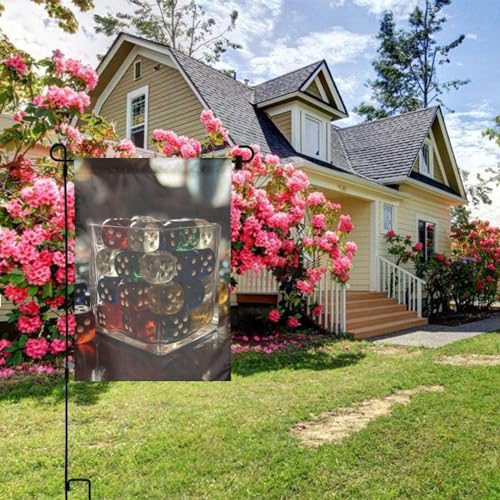 Games Dice Set Print Garden Flag 12" X 18" Double Sided Outdoor Yard Welcome Flag Lawn Flag Holiday Banner For Patio Party Farmhouse Decoration