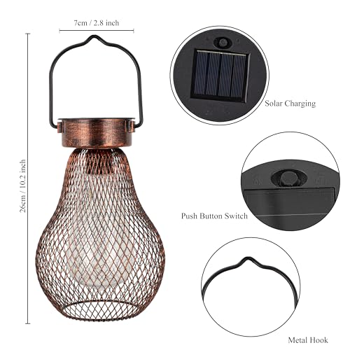Solar Lanterns Outdoor Hanging Lights for Porch Waterproof,2 Pack Solar Lights Led Powered Lanterns Decorative for Outside Yard Garden Patio Pathway Decor - style: Vintage-2 Pack