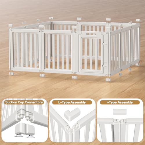 Dog Playpen, Clear Dog Pen, Dog Pen Indoor, Easy to Install and Remove Dog Play Pen, Puppy Playpen Suitable for Dogs, Cats,Dog Playpen Indoor (White, 23.6 inch Height, 12 Panels) - color: white, size: 23.6"Height