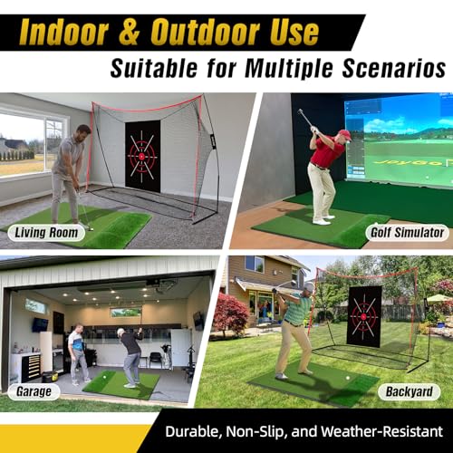 Dual-Turf Golf Mat 31mm: 6x4ft/5X5ft Extra Large Golf Hitting Mats Practice Outdoor Indoor, High-Density Artificial Turf Matt for Garage Simulator Chipping Driving Training, Ideal Gifts for Men Dad - style: 6'X4' X-Large-36mm