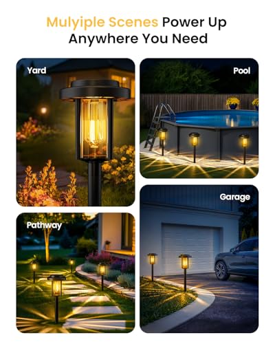 Solar Pathway Lights, 6 Pack Solar Light Outdoor IP65 Waterproof, Garden Lights Solar Powered, Outside Decor Landscape Lighting for Yard, Path, Driveway, Walkway (Warm White) - size: 6