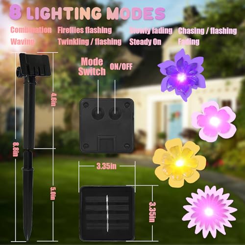Solar Lights Outdoor Flower String Lights Waterproof Fairy Spring Summer Floral Garden Tree Balcony Yard Fence Plants Decor Night Light 14ft 40 LED. - style: Flower