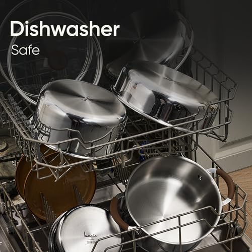 CAROTE Tri-Ply Stainless Steel Sauce Pan with Detachable Handle,1.5QT Sauce Pan & 3QT Saucepan with Lid, 5PCS Non-Toxic Induction Kitchen Stainless Steel Pot,Removable Handle,Oven Safe,Woodgrain - color: Silver, size: 5 PCS