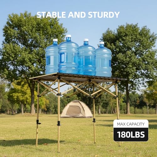 Camping Table Folding Portable Camp Lightweight Roll Up Table Adjustable Height with Carry Bag Indoor Outdoor for Camping, Home,Picnic,Backyard,BBQ,Party