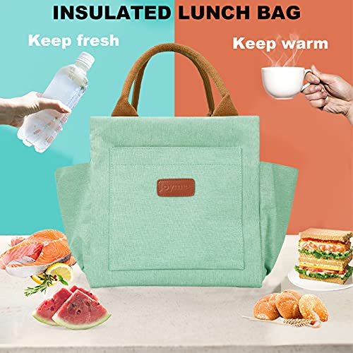Joymee Lunch Bag Women Insulated Lunch Box Reusable Leakproof Large Spacious Tote for Women Men Adult with Bottle Holder and Side Pockets for Work Picnic Travel - Heather Teal - color: 04 Heather Teal