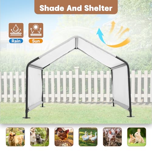 Dog Shade Shelter Outside 4'x4'x3' Tent for Large Medium Dogs, Outdoor Sun Rain Canopy Pet House for Livestock Pigs Cats with Waterproof Roof Ground Nails,Cloud Grey - color: Cloud Grey