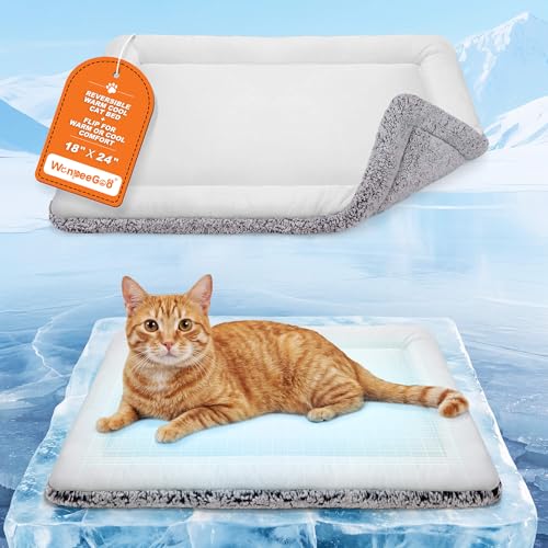 Dog Cooling Mat, Self Warming Cat Bed, Reversible Warm & Cooling Cat Bed, Winter Warm Cat Pad & Summer Cooling Cat Mat for Kittens & Small Dogs, Perfect for Crates, Beds & Sofas, Gray, 18" x 24" - color: Gray, size: 18"x24"