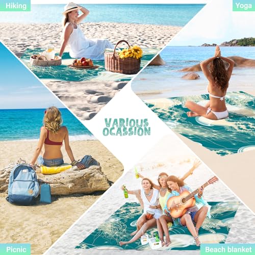 Beach Blanket Waterproof Sandproof 1-7 Adult Oversized 78 '' × 81 '' Lightweight Durable Compact Sand Free Extra Large Beach Mat for Travel Camping Hiking Picnic Blanket - color: Jellyfish, size: 78“x81”