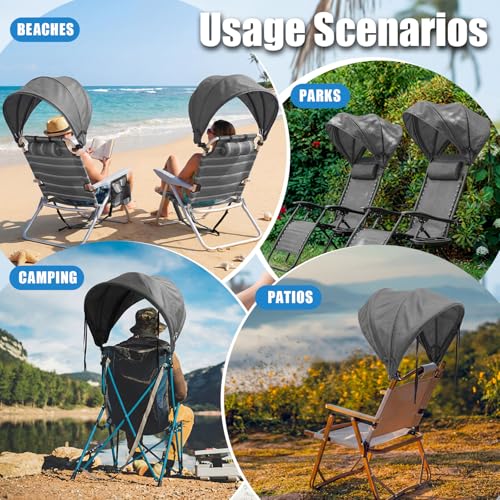 DaisyInner 1 Pcs Beach Chair Umbrella Canopy Extra Large Foldable Chair Sun Shade with Adjustable Clamp for Beach Camping Fishing Lounge Outdoor (Grey) - color: Gray
