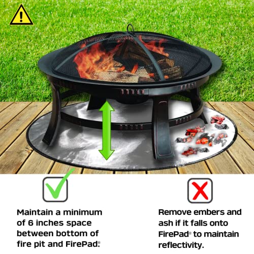 Newtex FirePad Deck Protector - Perfect for Fire Pits, BBQ, Smokers, Grills - Protects Porch, Patio, Deck, Wood, Grass, Stone, Composite from Burns - Heat Resistant Fire Pit Mat (36") - size: 36 inch