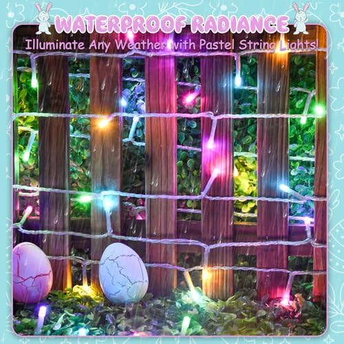 cshare Easter String Lights Battery Operated,Pastel Easter Lights with Timer 9.8ft 30LED Transparent Wire Fairy Lights for Easter Decorations Garland Outdoor Indoor Party - color: Pastel