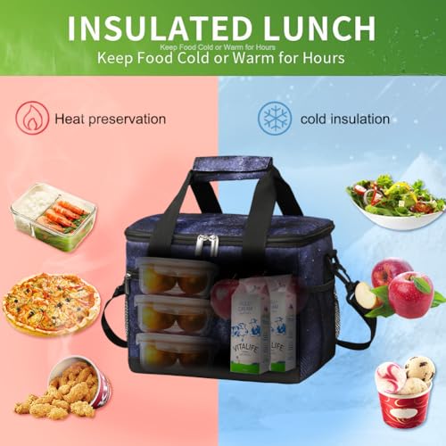 iknoe Insulated Lunch Bag, Foldable 8.5L Cooler Bag for Men & Women, Leakproof Thermal Design, Great for Office, Picnic, Travel, Lunch Box, Galaxy - color: Galaxy, size: Medium