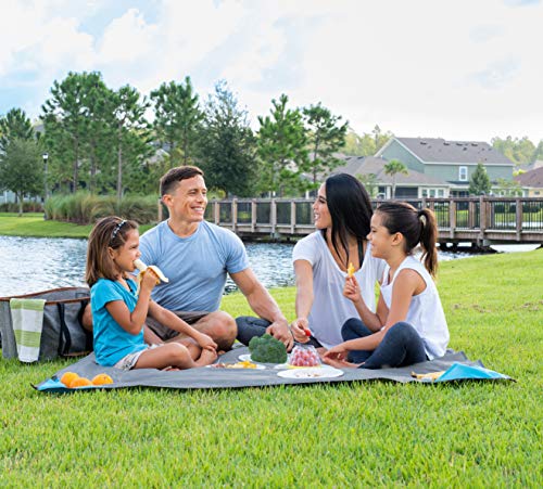 Pike Trail Pocket Beach Blanket (60 in X 56 in) – Lightweight Sand Proof Picnic Blanket, Compact Outdoor Blanket, Waterproof Pocket Blanket for Hiking, Camping, Picnics, Travel and Beach Trips - color: Metallic Blue