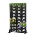 Cofar Metal Privacy Screen Outdoor 72" H×44" W -Black Freestanding Outdoor Privacy Panels with Stand, Decorative Fence for Patio, Deck, Balcony (Clover) - style: 5-Panels Clover_Black