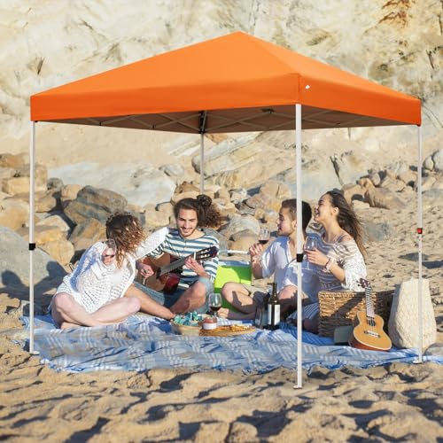 Northroad 8X8 FT Pop Up Canopy, Outdoor Instant Canopy Tent w/Carrying Bag, Portable Gazebo Shelter for Wedding Party,Commercial Event,Patio,Garden,Beach -Orange - color: Orange, size: 8x8