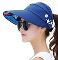 Sun Hats for Women Wide Brim Sun Hat UV Protection Caps Floppy Beach Packable Visor - color: Navy