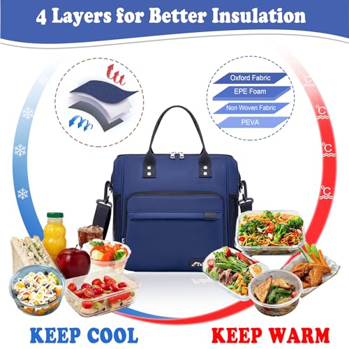 TuErCao Bule Lunch Box for Women Insulated Lunch Bag for Female Adult for Work, Lunch Cooler for Women - color: A11: Blue, size: Large