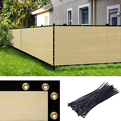 Amgo 4' x 10' White Fence Privacy Screen, Commercial Standard Heavy Duty Windscreen with Bindings & Grommets, 90% Blockage, Cable Zip Ties Included (We Make Custom Size) - color: White, size: 0 4' x 1 0'