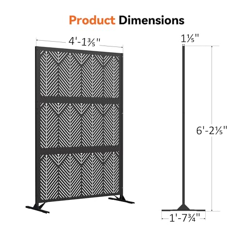 Modern Shade 4x6 FT Metal Privacy Screen with Artistic Modular Designs Decorative Patio Privacy Fence & Garden Divider, Freestanding Outdoor Metal Fence Panel, Weather-Resistant (Geo Forest) - size: 1 Panel (Geo Forest)