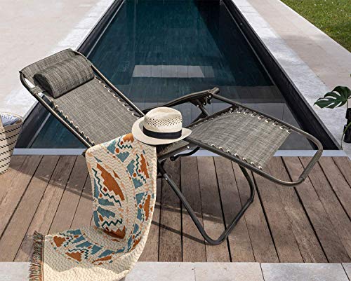 Homall Zero Gravity Chair - Adjustable Folding Lawn Chairs - Outdoor Gravity Reclining Lounge Chair with Pillows - Set of 2 (Double-Gray) - color: Double Grey, size: 2 PCS