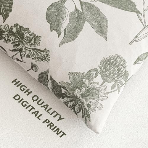 Foindtower Set of 2 Linen Floral Throw Pillow Covers Vintage Accent Print Decorative Cushion Covers Farmhouse Boho Home Decor for Sofa Chair Couch Bedroom Living Room,20×20 Inch,Sage Green - color: Cedar Green, size: 20" x 20" (Pack of 2)