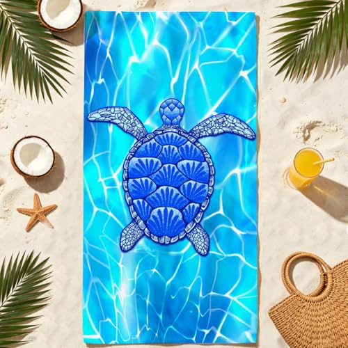Sea Turle Microfiber Lightweight Beach Towel Sand Free Quick Dry Absorbent Thin Towels Blanket for Swimming Pool Camping Beach Vacation Essentials Accessories Travel Things for Cruise Bath - color: Lcs Multicolor 1540