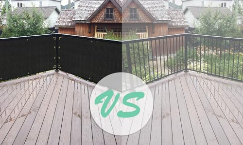 SunnyRoyal 3'x50' Balcony Privacy Fence Screen Apartment Railing Deck Cover, 3FT Outdoor Patio Screens with Zip Ties, HDPE Shade Cloth with Grommets, Mesh Fabric for Porch Backyard, Black
