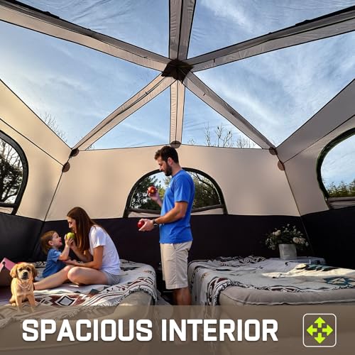 4/6/8/10 Person Instant Tent, Waterproof Pop Up Tents for Camping with Rainfly, 60 Seconds Easy Setup, Automatic Cabin Tent for Family Camping with Expandable Carry Bag & Upgraded Ventilation - color: Black, size: 8 Person