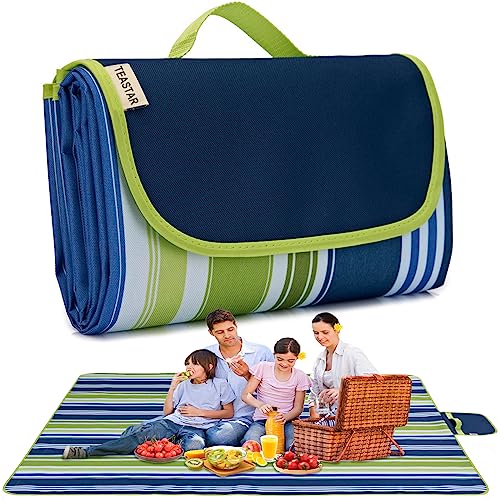 Picnic Blankets Extra Large Beach Blanket Waterproof Sandproof Outdoor Blanket for Grass Sand Free Beach Mat Picnic Mat Foldable 80" X60 for Camping, Hiking Travel Sand Park - color: Dark Blue, size: 5' x 6'8" (Rectangular)