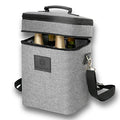 HAMILO 4 Bottle Wine Carrier - Gray, Champagne Carrier Bag, Waterproof Wine Tote Bag with Expandable Zipper and Padded Shoulder, Insulated Wine Bag, Wine Cooler Bag, Wine Accessories Gift for Women