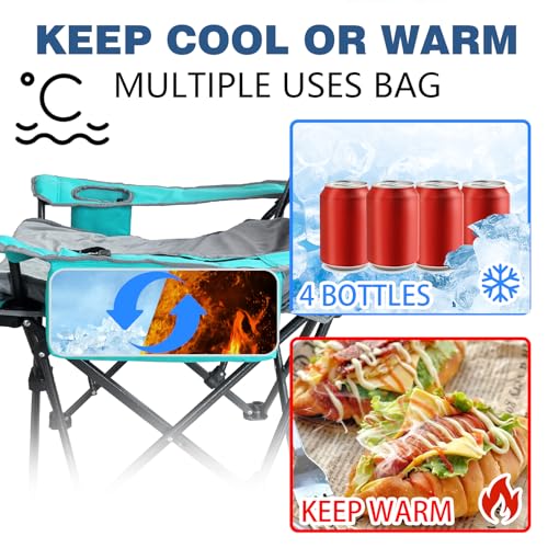 2-Pack Reclining Camping Chair 4 Position with Foot Rest Comfortable for Adults 265Ibs Folding Lounger Mesh Beach Chair with Cooler Bag,Cotton Cushion and Cup Holder for Outdoor Patio - color: Cyan, style: 2-Pack with Cotton Pad