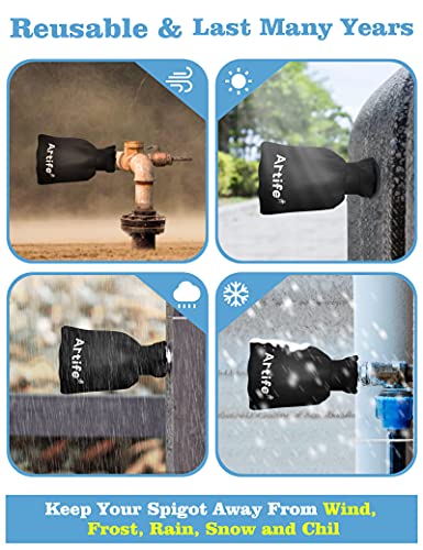Outdoor Faucet Covers for Winter Freeze Protection, Outside Hose Bib Cover Insulated Socks,210D Waterproof Oxford Fabric Water Spigot Covers Black 2 PCS - size: 5.7"W * 8.01"H BLACK 2PCS